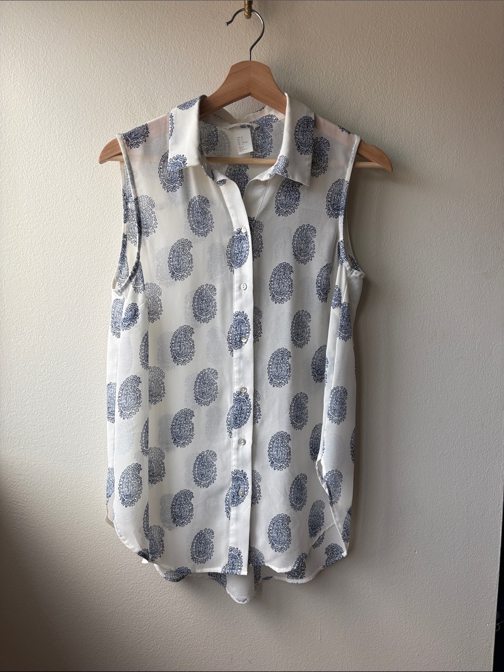 H&M Women’s Sheer Sleeveless Button Down Top Size 2